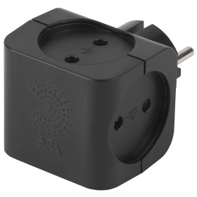 ЭРА Разветвитель электрический SP-4-B на 4 розетки без заземления 16А чёрный