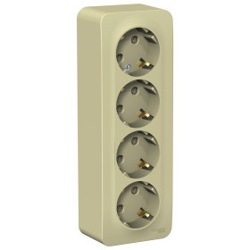 Systeme Electric Blanca наруж Беж Розетка 4-ая с/з со шторками, изолир. пластина 16А, 250В