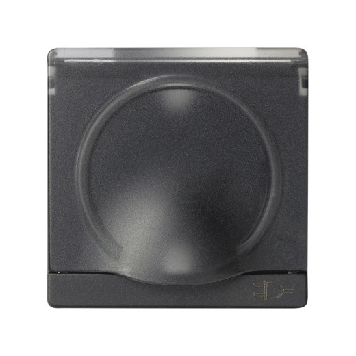 Simon 82 Графит Накладка розетки 1-ая с/з с крышкой