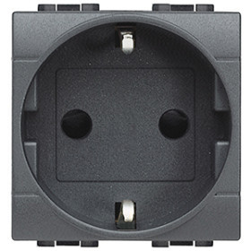 BT LL Антрацит Розетка силовая 2К+З безвинтовой зажим.