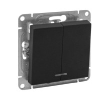 EKF Эпика Механизм выключателя, двухклавишный, с подсветкой, чёрный.