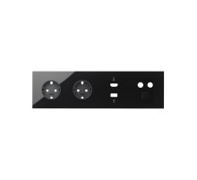 Simon 100 Черный глянец Кит 4 поста, фронт. Накладка на 2 розетки Schuko + 1 розетку TV+SAT + 1 розетку RJ45 + 1 розетку HDMI + 1 розетку USB