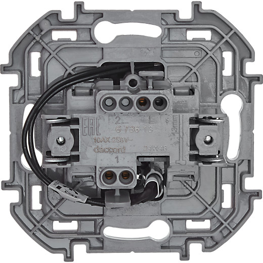 Выключатель одноклавишный с подсветкой/индикацией - Legrand/Daccord Inspiria - 10АХ 250В безвинтовые зажимы - антрацит