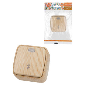 TDM Переключатель на 2 направления 1-кл. открытой установки с подсветкой IP20 10А, сосна 