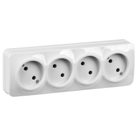 IEK GLORY РС24-2-ХБ Розет. 4-ая без з/к о/у 10А GLORY белый