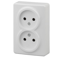 ЭРА Розетка Эксперт 11-2202-01 двойная 2х2P 16A-250В IP20 ОУ белый