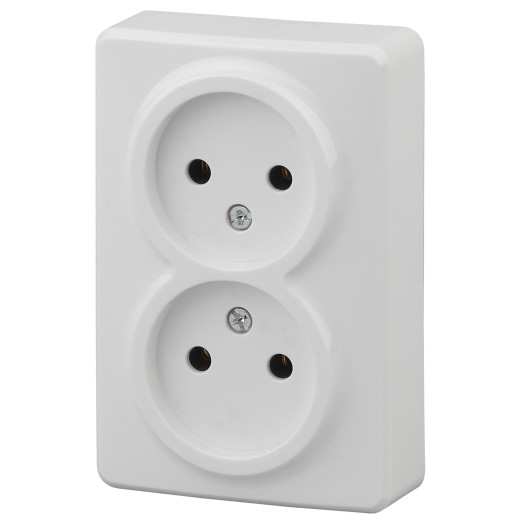 Розетка ЭРА Эксперт 11-2202-01 двойная 2х2P 16A-250В IP20 ОУ белый