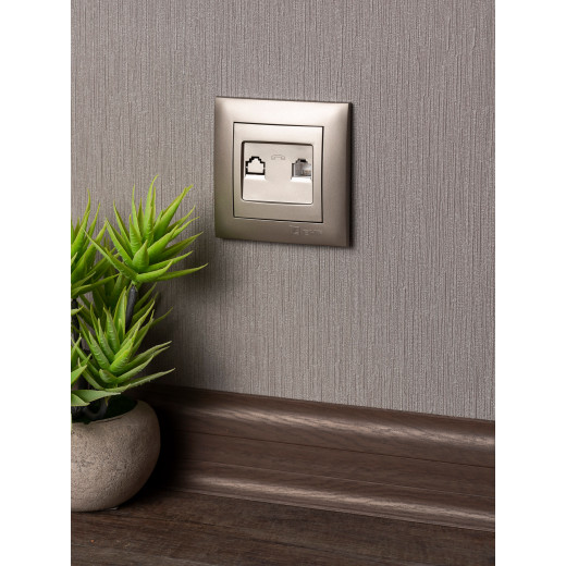 Валенсия лицевая панель розетки Phone 1-местная кашемир EKF PROxima