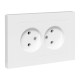 Механизм розетки двойной, 16А, без заземления, без шторок, с рамкой, белый Эпика EKF