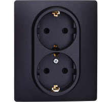 Legrand/Daccord Inspiria Розетка двойная с заземлением со шторками в сборе 16А 250В винтовые зажимы - антрацит.