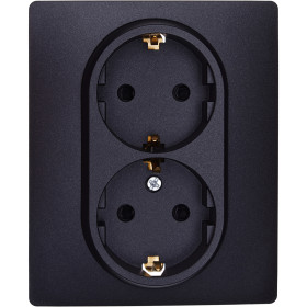 Legrand/Daccord Inspiria Розетка двойная с заземлением со шторками в сборе 16А 250В винтовые зажимы - антрацит.