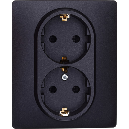 Розетка двойная с заземлением - Legrand/Daccord Inspiria - со шторками в сборе 16А 250В винтовые зажимы - антрацит
