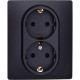 Розетка двойная с заземлением - Legrand/Daccord Inspiria - со шторками в сборе 16А 250В винтовые зажимы - антрацит