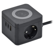 DOMINIC Удлинитель Qi10Вт У02К 1,3м 3х1мм2 USB A+C чер IEK