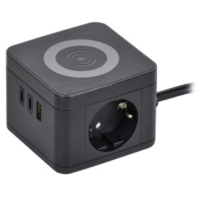 DOMINIC Удлинитель Qi10Вт У02К 1,3м 3х1мм2 USB A+C чер IEK