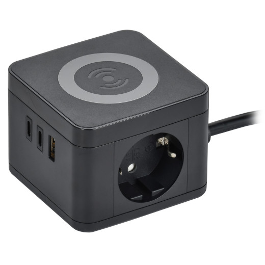 DOMINIC Удлинитель Qi10Вт У02К 1,3м 3х1мм2 USB A+C чер IEK