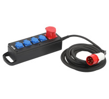 ЭРА Удлинитель силовой IND380-U-5e-5x2,5-10m-IP44 380В на каучуковой колодке 5 розеток 1xCEE 5P/4xSCHUKO 10м КГ 5x2,5