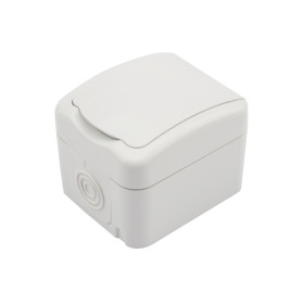 KRANZ Розетка одноместная Mini OG IP54, с заземлением, о/у, белая