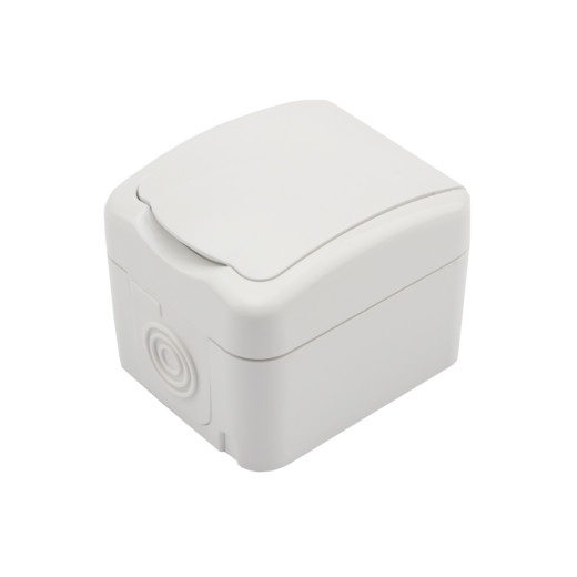 Розетка одноместная Mini OG IP54 с/з, о/у, белая KRANZ