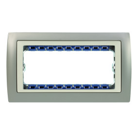 Simon 82 Centr. Алюминий/Алюминий Рамка с суппортом на 5 узких модулей