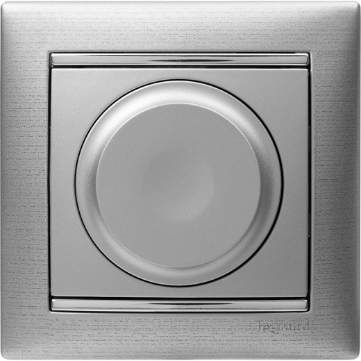 Диммер поворотно-нажимной универсальный LED - Legrand Valena - 300Вт двухпроводной - алюминий
