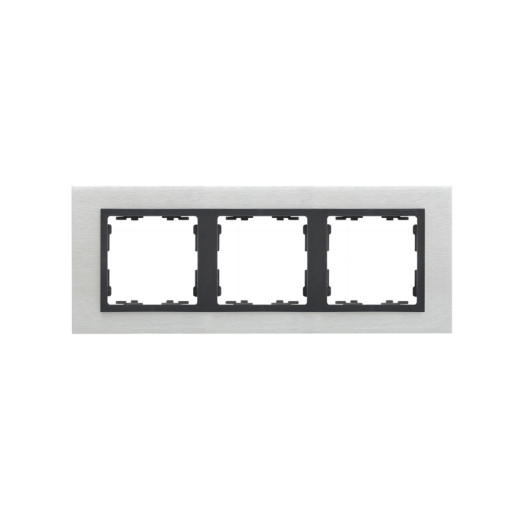 Simon 82 Сталь матовая/Графит/Металл Рамка на 3 поста