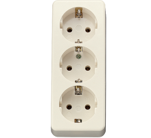 JUNG Штепсельная розетка SCHUKO 16А / 250В, тройная накладного монтажа, с монтажной платой  слоновая кость AP600