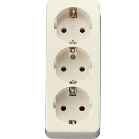 JUNG Штепсельная розетка SCHUKO 16А / 250В, тройная накладного монтажа, с монтажной платой  слоновая кость AP600