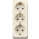 Штепсельная розетка SCHUKO 16А / 250В, тройная накладного монтажа, с монтажной платой,  слоновая кость, AP600