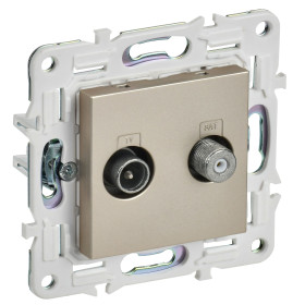 IEK SKANDY Шампань Розетка двойная TV+SAT SK-A13Sh