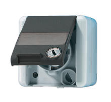 JUNG Штепсельная розетка SCHUKO с замочным механизмом для накладного монтажа IP44