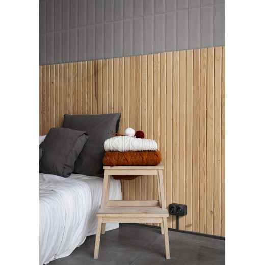 Розеточный блок двойной с заземлением - Legrand Quteo - с предварительным подключением со шторками IP20 16А 250В винтовые зажимы накладной монтаж - чёрный матовый