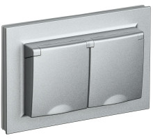 IEK BRITE Алюминий Розетка 2-м с/з с защ штор и крыш 16А в сборе IP44 РСбш12-3-44-БрА