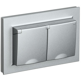 IEK BRITE Алюминий Розетка 2-м с/з с защ штор и крыш 16А в сборе IP44 РСбш12-3-44-БрА