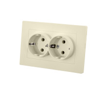 TDM Розетка двойная 2П+З 16А 250В сл. кость 