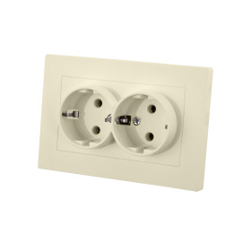 TDM Розетка двойная 2П+З 16А 250В сл. кость 