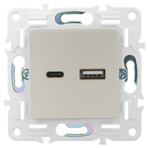 SKANDY Роз. USB A+C 18Вт SK-R13Sh шамп. IEK