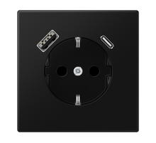 JUNG LS 990 Черный матовый Розетка с USB-зарядным устройством, тип A+С, SCHUKO