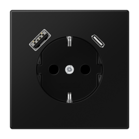 JUNG LS 990 Черный матовый Розетка с USB-зарядным устройством, тип A+С, SCHUKO