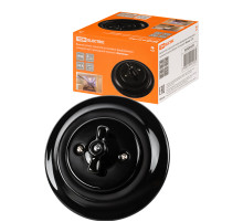 TDM Выключатель скрытой установки фарфоровый поворотный проходной с ручкой (бантик) 10А черный «Болонь»