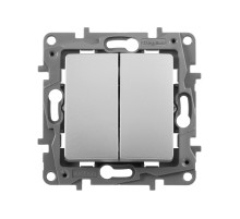 Legrand Etika Алюминий Выключатель 2-клавишный, автоматические клеммы, 10 AX, 250 В.