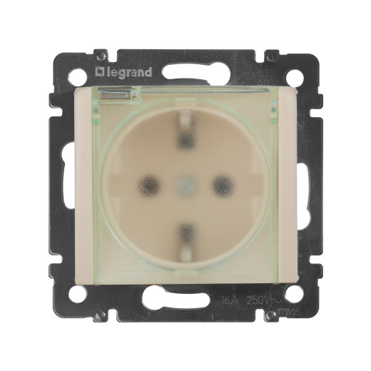 Розетка с заземлением IP44 - Legrand Valena - со шторками с защитной крышкой 16А 250В винтовые зажимы - слоновая кость