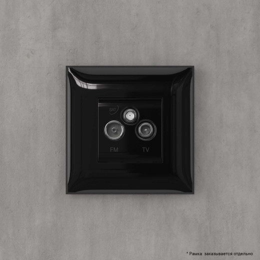 Розетка TV-FM-SAT в стену, Avanti, черный квадрат