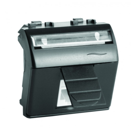 Телефонная розетка RJ12, 6P6C, Brava, черная, 2мод