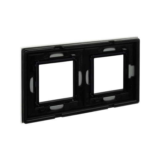 Рамка из натурального стекла 2 поста (4 мод.), Avanti, светло-серая