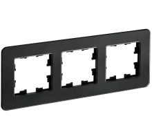 IEK BRITE DECOR Черный матовый стекло скругл.угол Рамка 3-мест. РУ-3-2-Бр RE