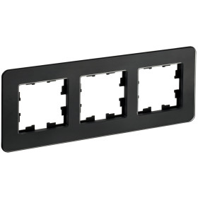 IEK BRITE DECOR Черный матовый стекло скругл.угол Рамка 3-мест. РУ-3-2-Бр RE