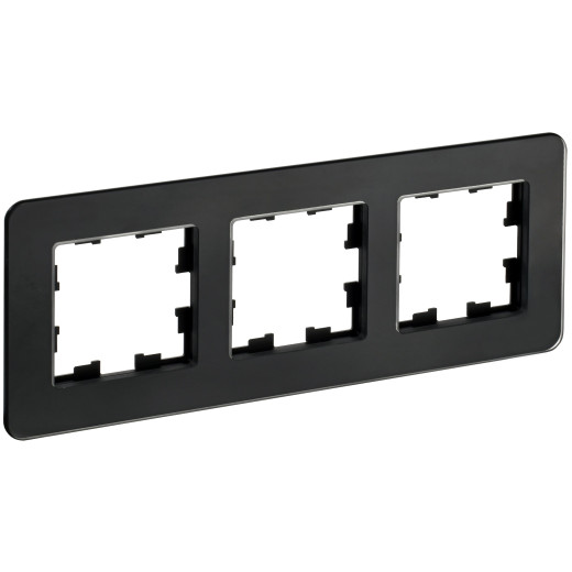 BRITE Рамка 3-мест. РУ-3-2-Бр стекло черн. RE IEK