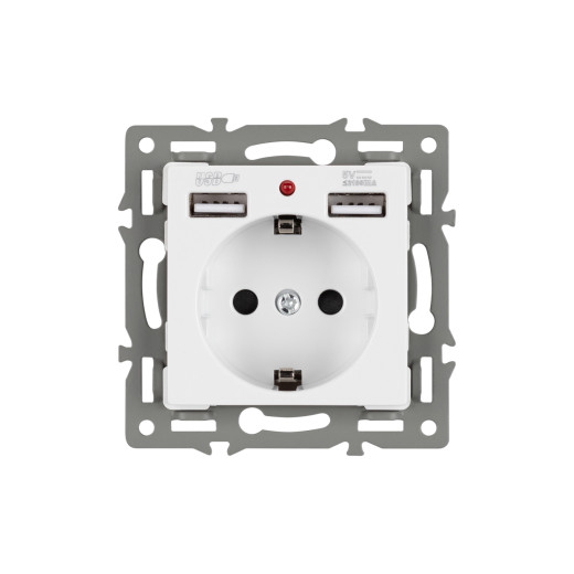 Механизм розетки с USB зарядкой SCT-MUAA-PL-WH (250V, 16A) (Arlight, -)