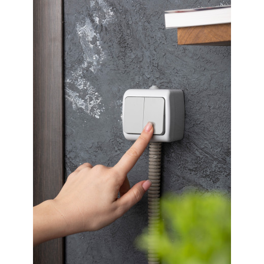 Мурманск Выключатель 2-клавишный 10А IP54 серый EKF